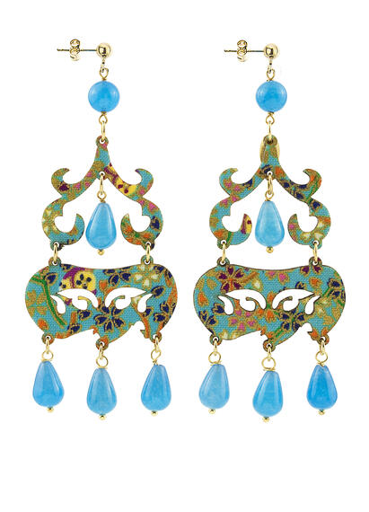 Orecchini Chandelier Corto Azzurro - Lebole Maison